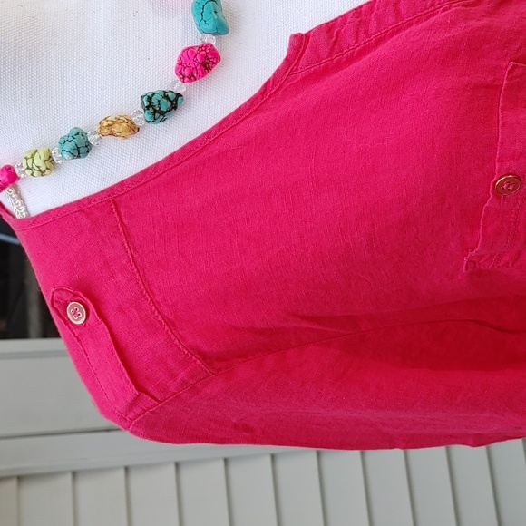 Linen Hot Pink Button Down - Picture 4 of 8